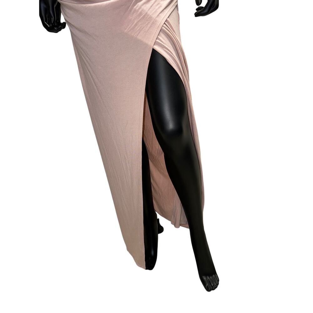 Krisa Wrap Top Plunging Maxi Blush/Nude Dress Sz XS - Picture 4 of 7
